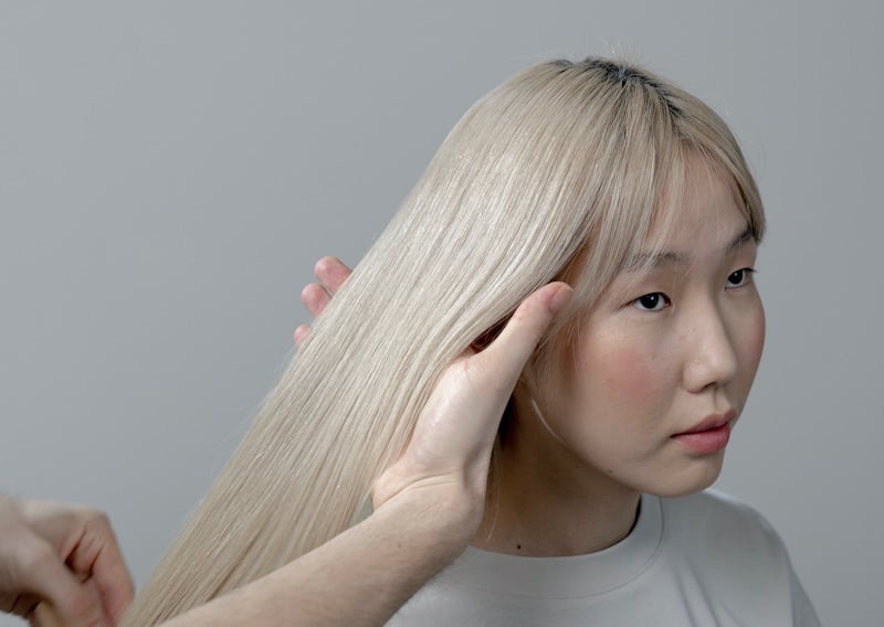 woman with bleached hair